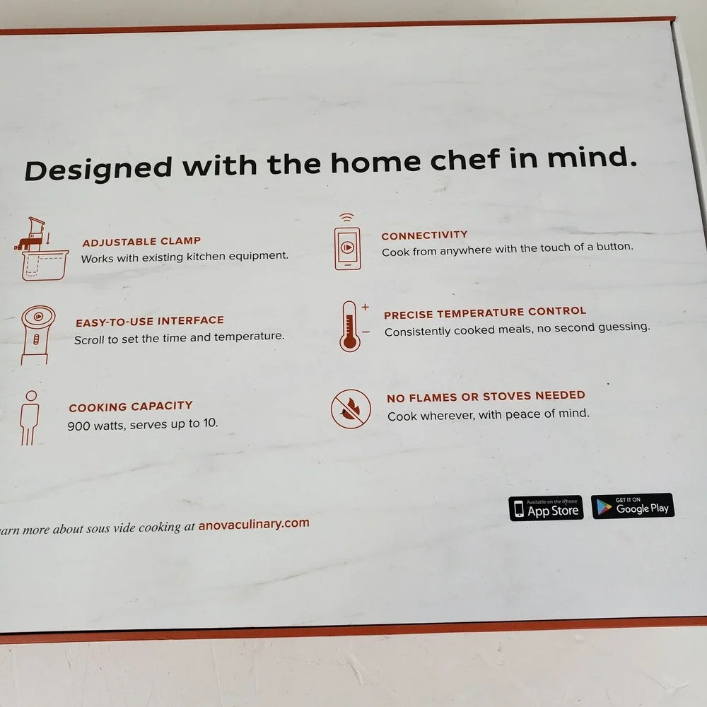 Anova Precision Cooker 900W Sous Vide Immersion Circulator Wi-Fi Black Silver